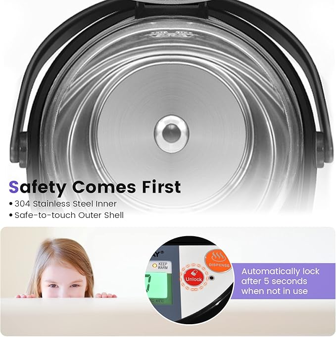 COSTWAY Instant Electric Hot Water Boiler and Warmer, 5-Liter LCD Water Pot - Image 5