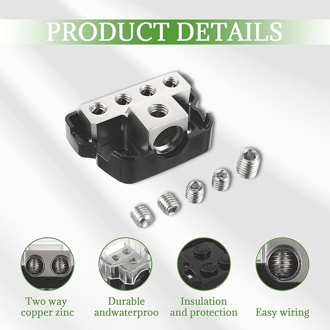 BOJACK 4 Way Power Distribution Connecting Block 1x0/2/4 Gauge Input 2x4/8 - Image 6