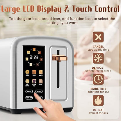 SEEDEEM Toaster 2 Slice with Touch Screen, Faster Heating Speed, 7 Shade Setting - Image 2