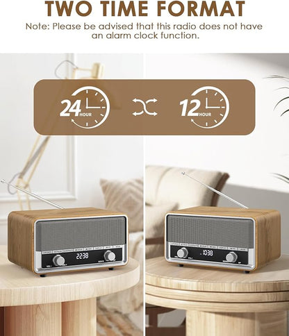 Vintage Wood AM FM Bluetooth Radio - Image 2