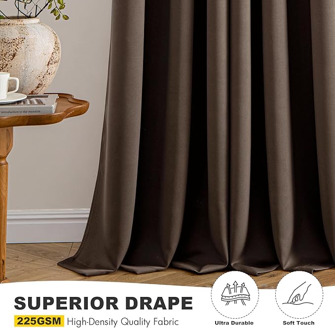 MIULEE Chocolate Brown Blackout Curtains - Image 5