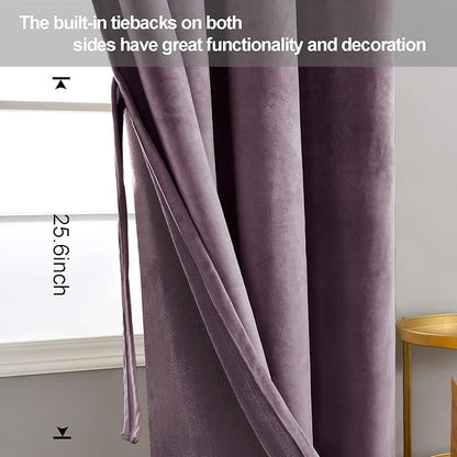 JIUZHEN Lavender Velvet Curtains 72 inches - Image 4