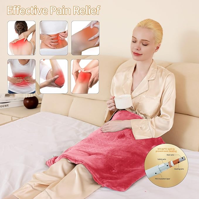 Massaging Weighted Heating Pad for Back Pain Relief, Heating Pads for Neck - Image 3