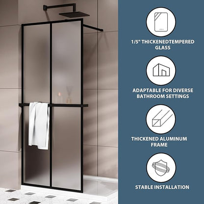 Goodyo 34“ x 72" Shower Door Tempered Glass Shower Screen - Image 3