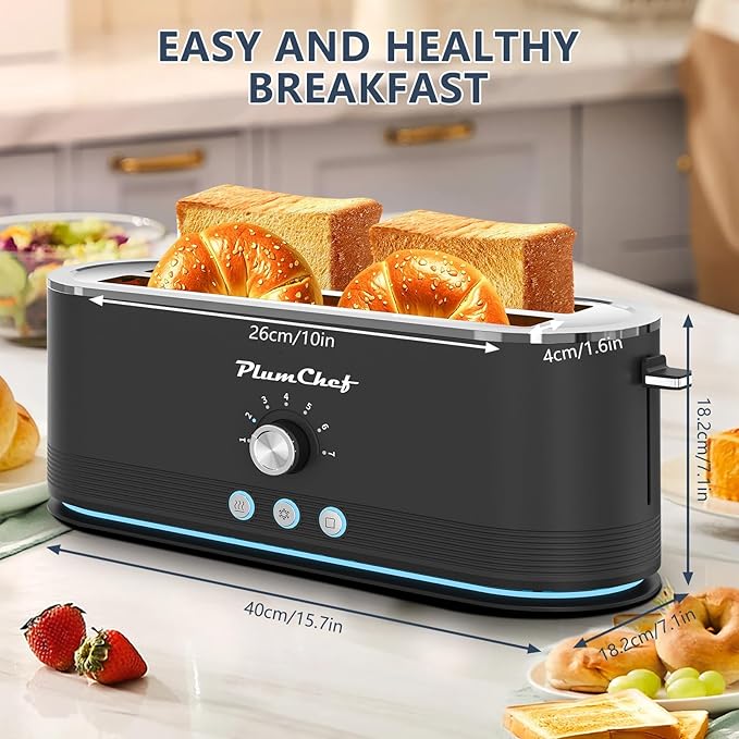 4-Slice Toaster, Extra Wide Long Slot Toaster, 7 Browning Settings, - Image 2