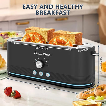 4-Slice Toaster, Extra Wide Long Slot Toaster, 7 Browning Settings, - Image 2