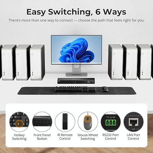 TESmart USB 3.0 HDMI KVM Switch 8 Port 4K@60Hz, 8X1 Rackmount KVM - Image 4