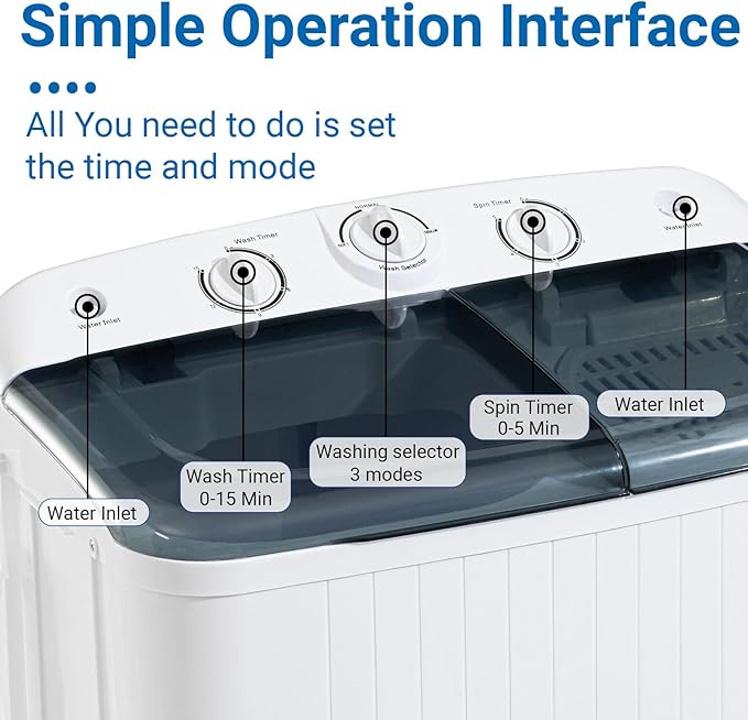 Portable 22 lbs Twin Tub Washing Machine - Image 2