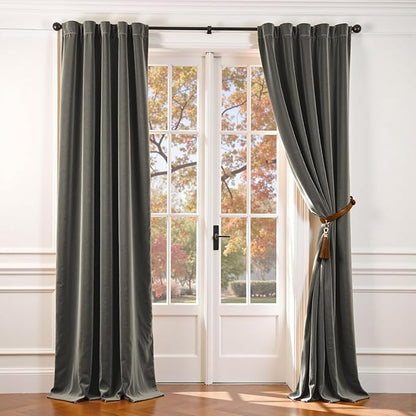 Lazzzy Velvet Blackout Curtains Thermal Insulated Room Window Drapes Super Soft by Lazzzy