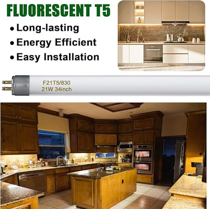 F21T5/830 21 Watt 34 Inches T5 Fluorescent Light Bulb, 3000K Warm White - Image 2
