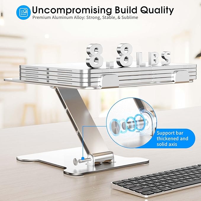 Foldable Aluminum Laptop Stand, Height Adjustable Ergonomic Riser - Image 2