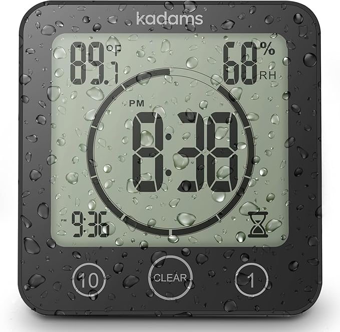 KADAMS Shower Clock Waterproof Bathroom Timer – Digital Wall Clock by KADAMS