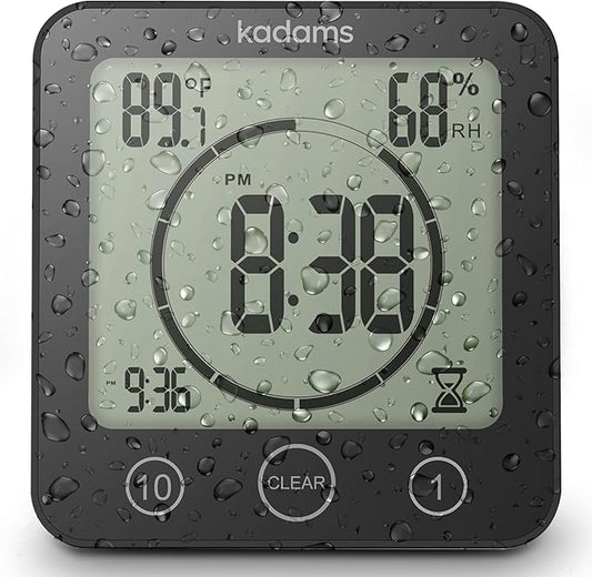 KADAMS Shower Clock Waterproof Bathroom Timer – Digital Wall Clock by KADAMS