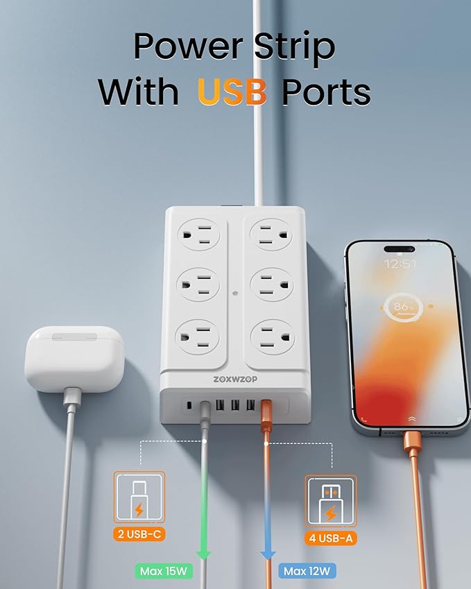 Zoxwzop Surge Protector Power Strip - Image 3