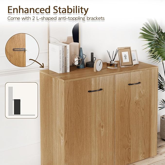 Giantex Modern Storage Cabinet, Anti-Tipping Device, Sturdy Metal Hings - Image 6