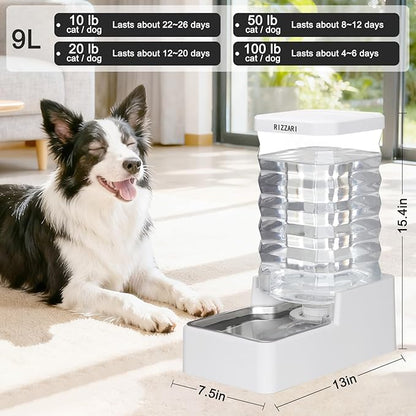 RIZZARI Stainless Steel Pet Water Feeder: 10L Gravity Waterer - Image 2