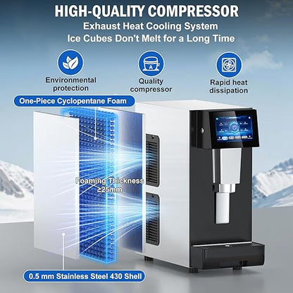 Nugget Ice Maker Countertop, 60 LBS/Day, 5LBS Ice Bin, Water Dispenser - Image 7