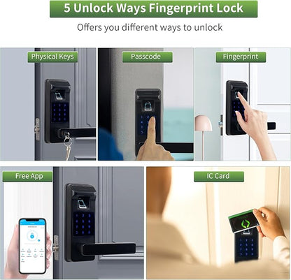 Harfo Smart Door Lock, Heavy Duty 5 in 1 Keyless Entry Door Lock, Full App - Image 5