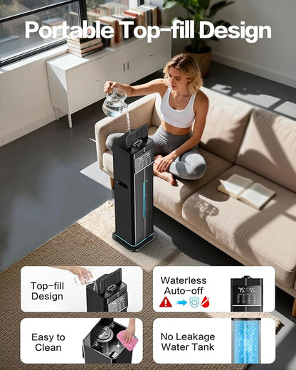 Cool Mist Humidifiers for Large Room, Ultrasonic 2.4Gal 9L Quiet Top-Fill - Image 5