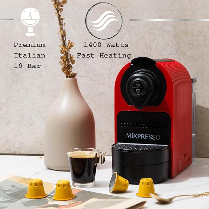Mixpresso Red Espresso Coffee Machine – Compact 1400W Single Serve Coffee Maker - Image 4