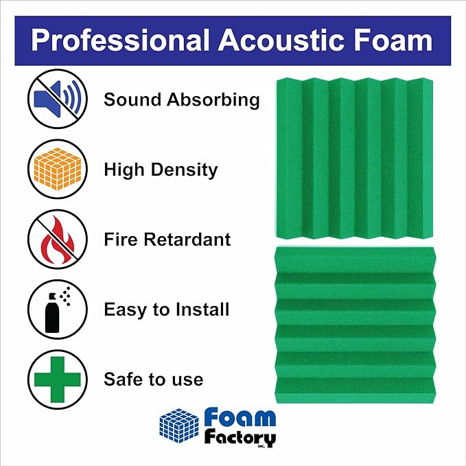 Foam Factory Inc 24 Pack Color Acoustic Foam Panel Studio Soundproofing Wedge - Image 3