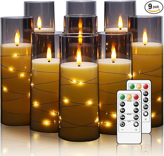 Flickering Flameless LED Candles, Acrylic LED Pillar Candles by Nimiko