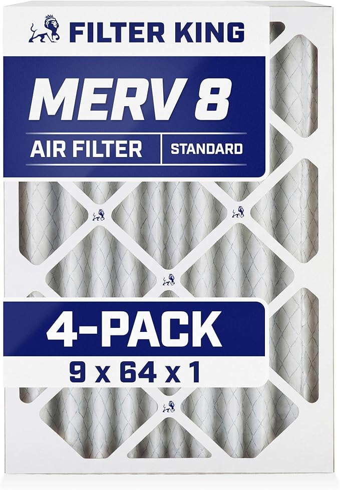 Filter King 9x64x1 Air Filter | 4-PACK | MERV 8 HVAC Pleated A/C Furnace by FilterKing