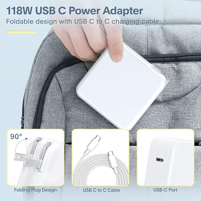 Azacvb Mac Book Pro Charger - 118W USB C Fast Charger Power Adapter Compatible - Image 7
