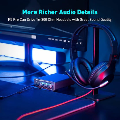 Fosi Audio K5 Pro Gaming DAC Headphone Amplifier Mini Hi-Fi Stereo - Image 9