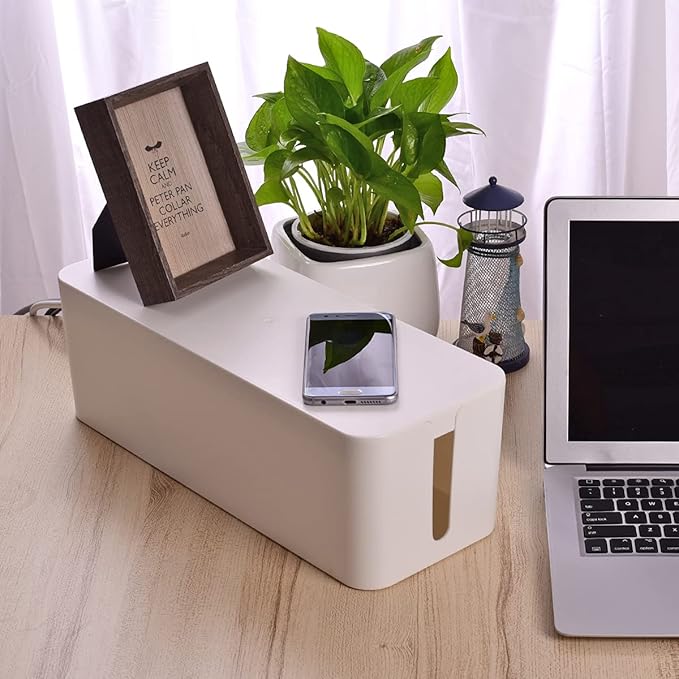 Cable Management Box, Large Cord Organizer Box to Hide Power Strip & Under Desk - Image 7