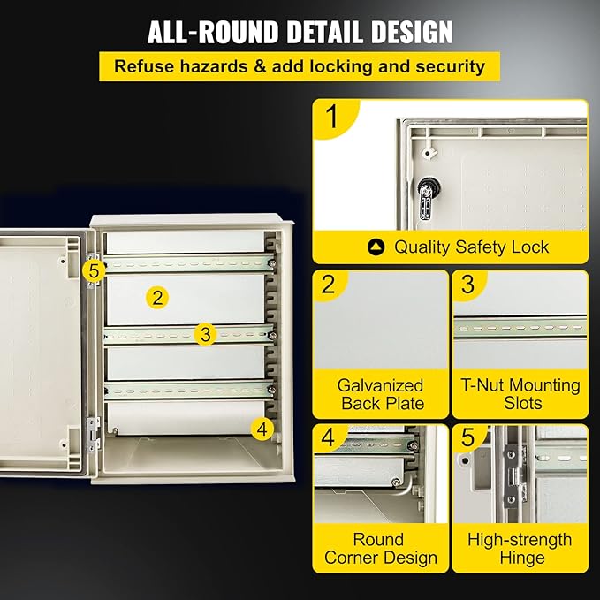 VEVOR Electrical Enclosure Box, 15.7'' ×11.8'' ×7.9'', Fiberglass Junction Box - Image 5