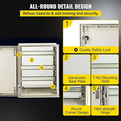 VEVOR Electrical Enclosure Box, 15.7'' ×11.8'' ×7.9'', Fiberglass Junction Box - Image 5
