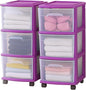 HOMZ 2-Pack Drawer Tower, 3-Tier Clear Plastic Storage Organizer Cart, and by Homz