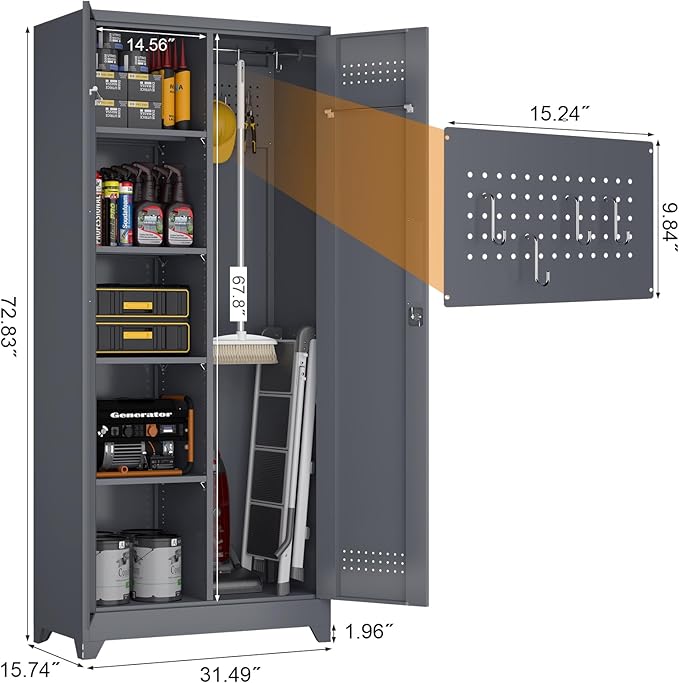 GREATMEET 72.8" H Utility Closet, Broom Closet Storage Cabinet - Image 3