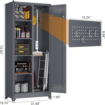 GREATMEET 72.8" H Utility Closet, Broom Closet Storage Cabinet - Image 3