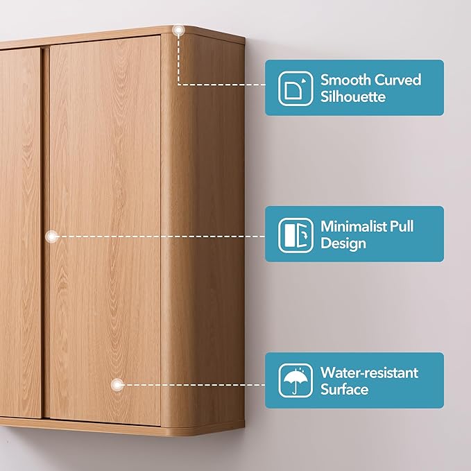 Wall Mounted Storage Cabinet, 2-Door Bathroom Medicine Cabinet - Image 3