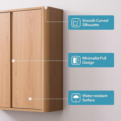 Wall Mounted Storage Cabinet, 2-Door Bathroom Medicine Cabinet - Image 3