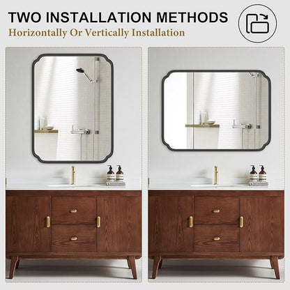 White 30"x48" Bathroom Mirror for Wall, Large Bathroom Vanity Mirror, Rounded - Image 6
