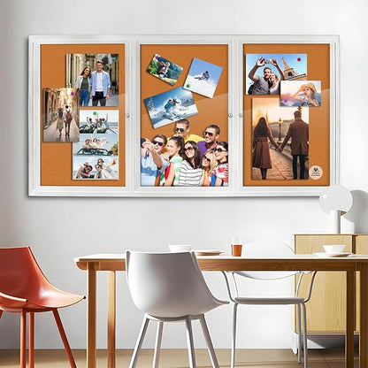 Lockable Outdoor Enclosed Bulletin Board, Weatherproof Cork Noticeboard - Image 6