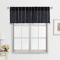 RoomTalks Black Boho Kitchen Valances for Windows, 18’’L x 52’’W Gothic Moody Striped Farmhouse Vintage Country Cottage Textured Tassel Curtain Valances for Bathroom Living Room