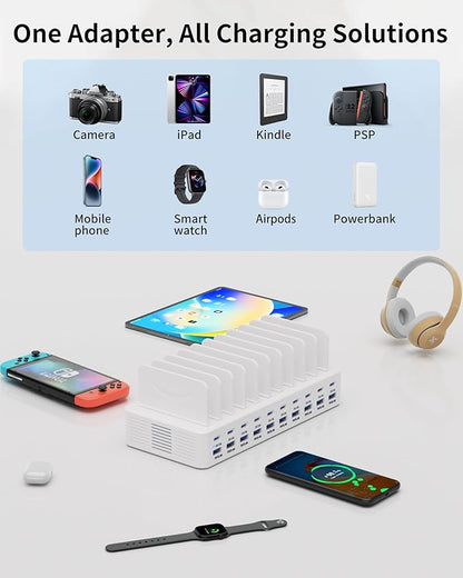 270W Charging Station for Multiple Devices, 20-Port USB Fast Charging Station - Image 3