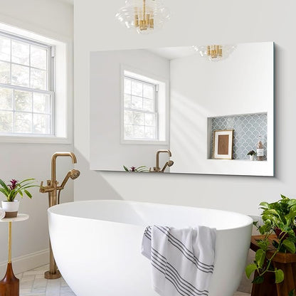 CILIBER Large Frameless Mirror, 55x36 Frameless Bathroom Mirrors - Image 3