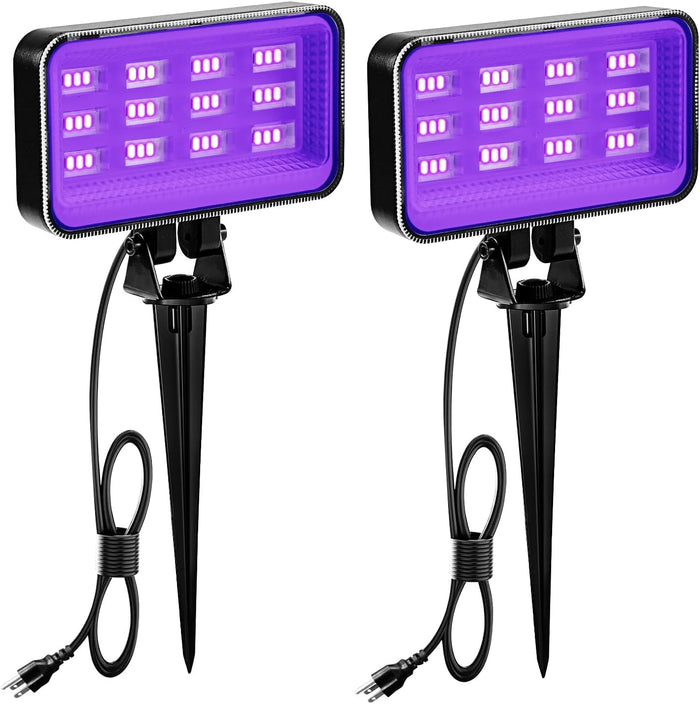 36W Halloween Black Light Spotlight Outdoor - High Power LED Outdoor Black Light Spot Lights IP66 Waterproof Blacklight Spotlight 395nm Blacklight Spot Lights with Plug for Glow Party (2 Pack)