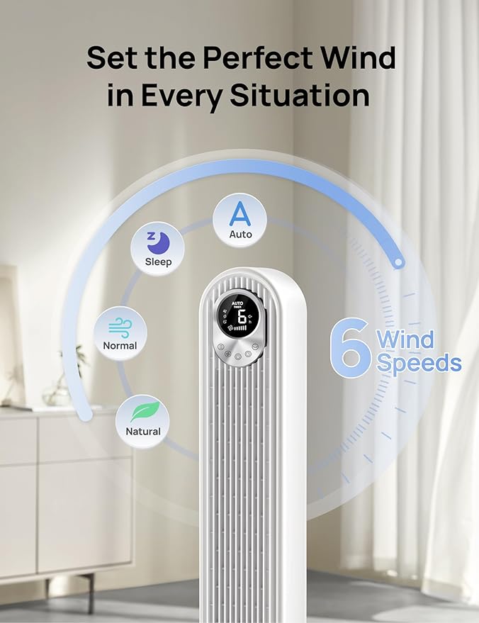 Dreo Tower Fan 42 Inch, Cruiser Pro T1 Quiet Oscillating Bladeless Fan - Image 5