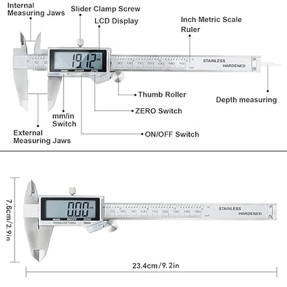 Digital Caliper, IP54 Waterproof Stainless Steel Caliper Measuring Tool - Image 4