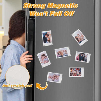 SUNEZLGO 15 Pack Acrylic Fridge Magnetic Frame for Polaroid, 2.36x3.54 In Mini Picture Frames for Fujifilm Instax Mini, Double Sided Photo Refrigerator Magnet Picture Frame Clear Picture Display Frame