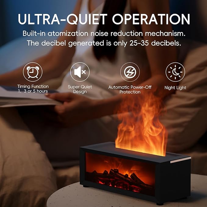 Essential Oil Diffuser, 7 Colors Fireplace Fire Flame Aromatherapy Diffuser - Image 4