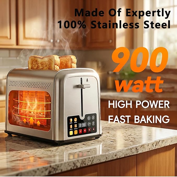 Touch Screen Toaster 2 Slice Retro Stainless Steel, Best Prime 2 Slice Toaster - Image 5