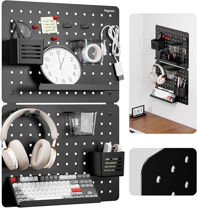 PEGZONE Pegboard Wall Organizer Combination Kit, Overall 25.4"x16.6" Metal by Pegzone