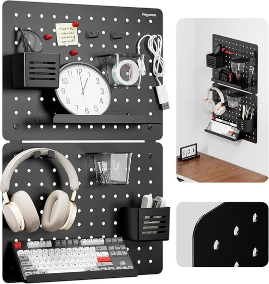 PEGZONE Pegboard Wall Organizer Combination Kit, Overall 25.4"x16.6" Metal by Pegzone